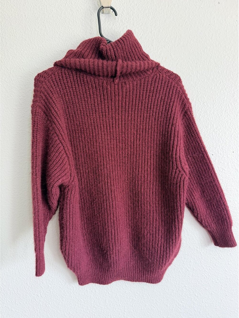 Lulus Oversized Turtleneck Sweater Chunky Rib Knit Burgundy Size M - Picture 5 of 5